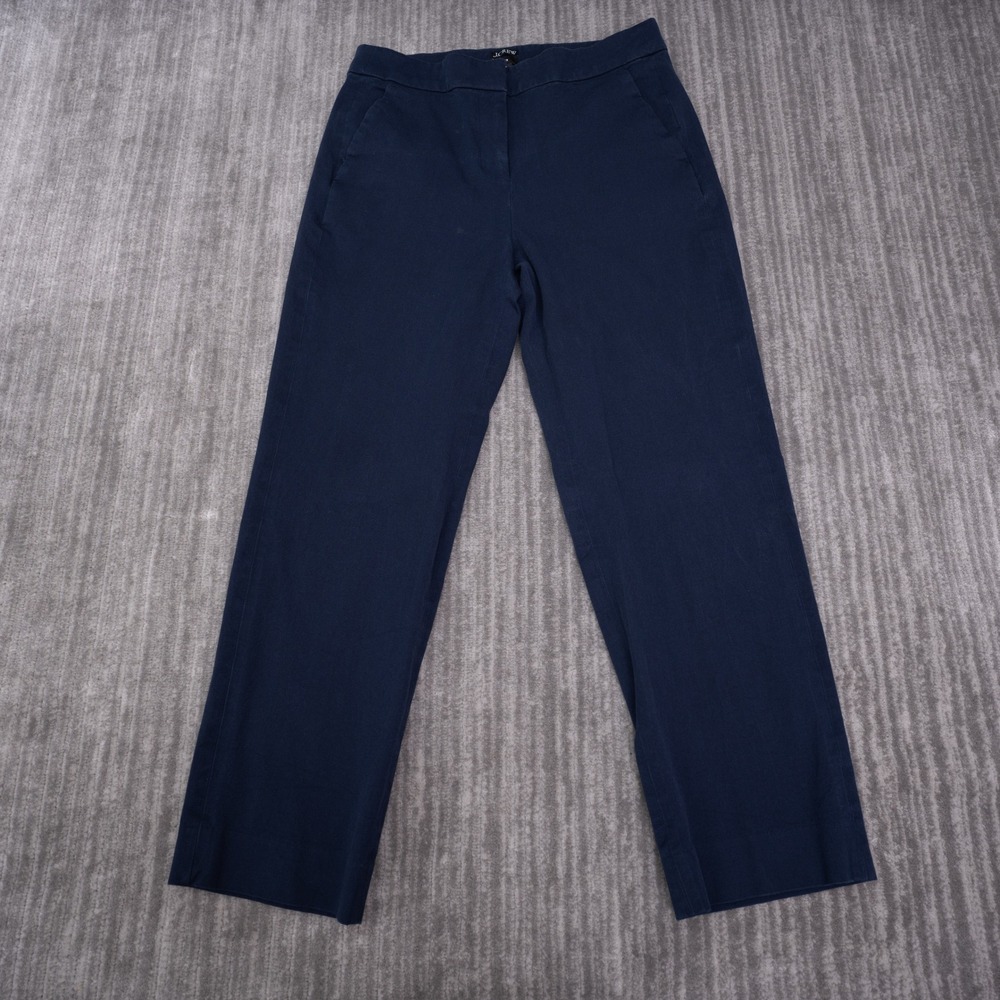 J.Crew Kate Straight Pants Womens 6 Navy Blue Excellent Stretch Cotton Blend